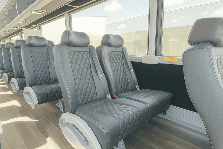interior of Waterloo Coach Bus Service charter bus